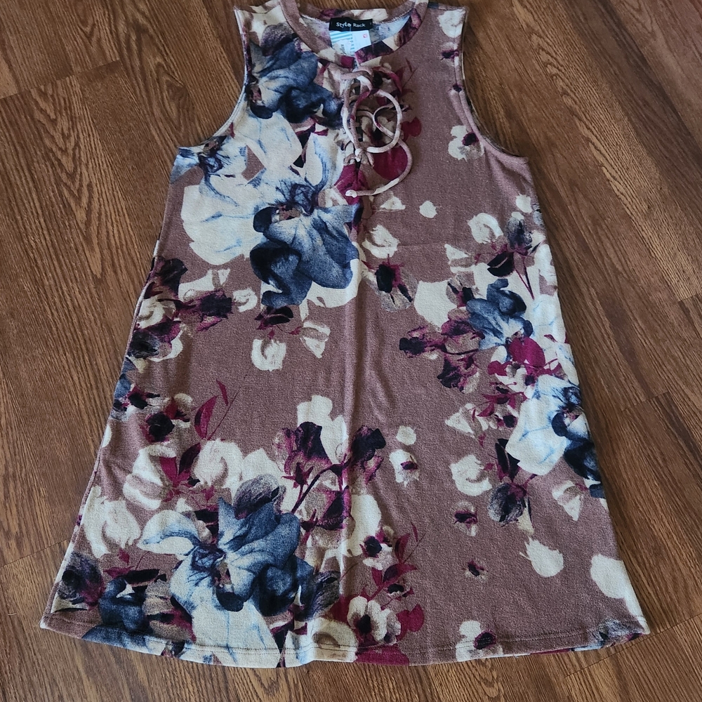 Style Rack Floral Sleeveless Mini Sweater Dress